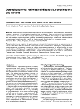 Osteochondroma: Radiological Diagnosis, Complications and Variants