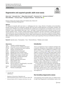 Degenerative and Acquired Sporadic Adult Onset Ataxia