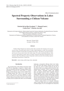 Spectral Property Observations in Lakes Surrounding a Chilean Volcano