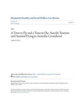 A Time to Fly and a Time to Die: Suicide Tourism and Assisted Dying in Australia Considered Hadeel Al-Alosi