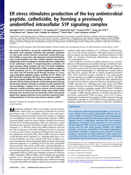 ER Stress Stimulates Production of the Key Antimicrobial Peptide, Cathelicidin, by Forming a Previously Unidentified Intracellular S1P Signaling Complex