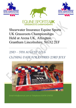 Equine Sports UK Grassroots Championships Held at Arena UK, Allington, Grantham Lincolnshire, NG32 2EF