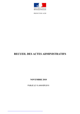 Recueil Des Actes Administratifs