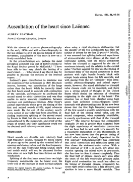 Auscultation of the Heart Since Laennec