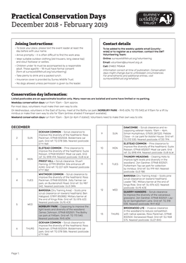 Practical Conservation Days December 2018 - February 2019