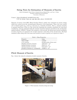 Swing Tests for Estimation of Moments of Inertia Aditya Kotikalpudi, Brian Taylor, Claudia Moreno, Harald Pﬁfer, and Gary J