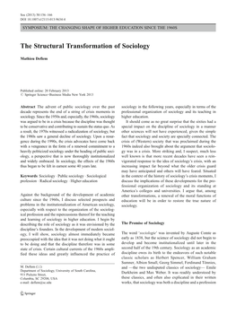 The Structural Transformation of Sociology