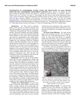 CONSTRAINTS on ATMOSPHERIC WATER VAPOR and CIRCULATION at GALE CRATER from the MSL ATMOSPHERIC MONITORING CAMPAIGN John E