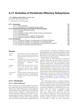 2.17 Evolution of Vertebrate Olfactory Subsystems