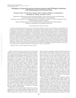 Phylogeny of Asian Homalomena (Araceae) Based on the ITS Region