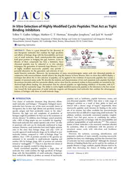 In Vitro Selection of Highly Modified Cyclic Peptides That Act As Tight Binding Inhibitors Yollete V