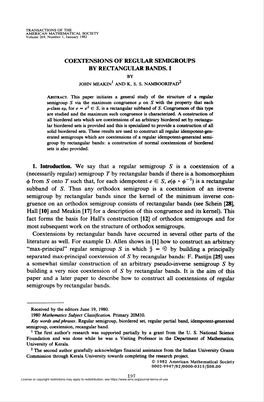 Coextensions of Regular Semigroups by Rectangular Bands. I