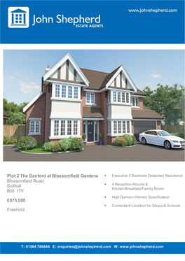 Plot 2 the Danford at Blossomfield Gardens Blossomfield Road