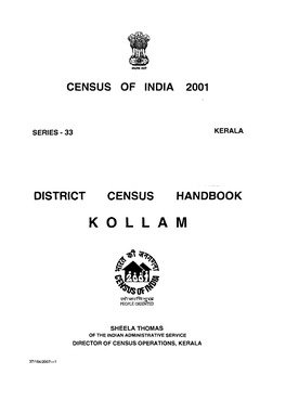 District Census Handbook, Kollam, Part XII-A & B, Series-33