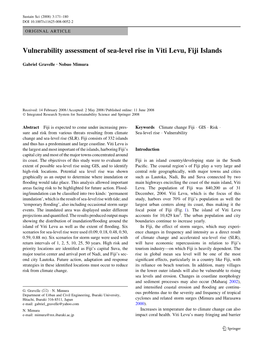 Vulnerability Assessment of Sea-Level Rise in Viti Levu, Fiji Islands