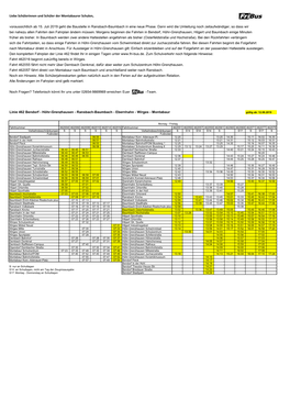 Flyer Fahrplan 462 Ab 12.08.2019