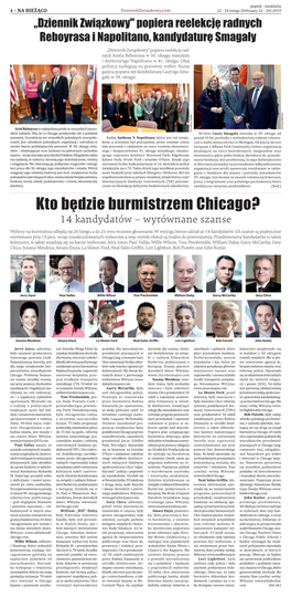 Kto Będzie Burmistrzem Chicago? 14 Kandydatów – Wyrównane Szanse Wybory Na Burmistrza Odbędą Się 26 Lutego, a Do 25 Trwa Wczesne Głosowanie