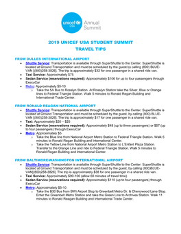 2019 Unicef Usa Student Summit Travel Tips