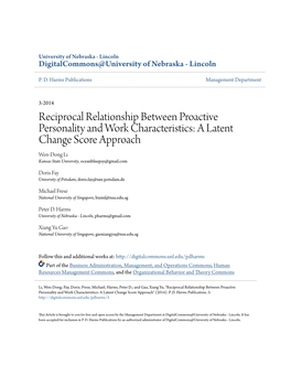 Reciprocal Relationship Between Proactive Personality and Work