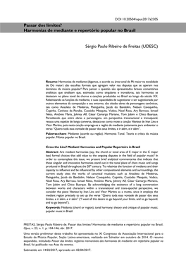 Passar Dos Limites? Harmonias De Mediante E Repertório Popular No Brasil