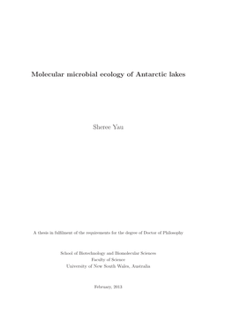 Molecular Microbial Ecology of Antarctic Lakes Sheree
