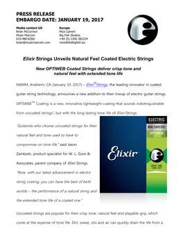 Elixir Strings Unveils Natural Feel Coated Electric Strings