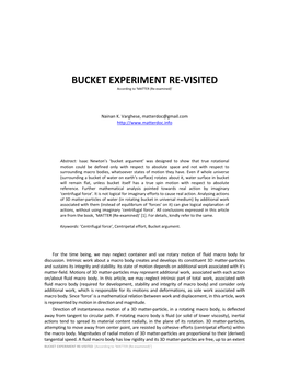 Bucket Experiment Revisited