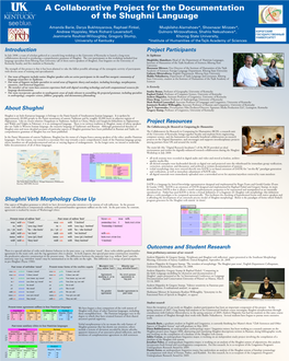 A Collaborative Project for the Documentation of the Shughni Language