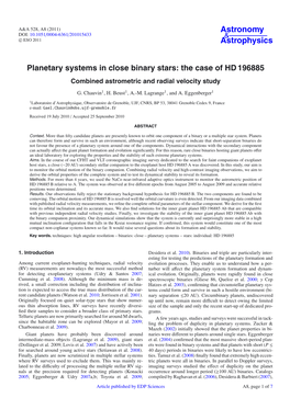 Planetary Systems in Close Binary Stars: the Case of HD 196885 Combined Astrometric and Radial Velocity Study