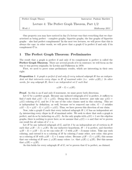 The Perfect Graph Theorem, Part 1/2