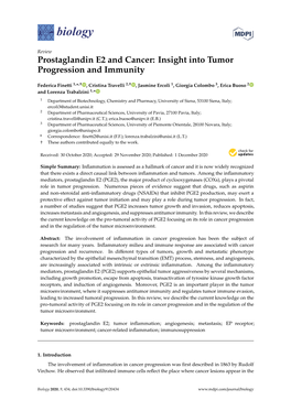 Prostaglandin E2 and Cancer: Insight Into Tumor Progression and Immunity