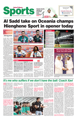 Al Sadd Take on Oceania Champs Hienghene Sport in Opener Today