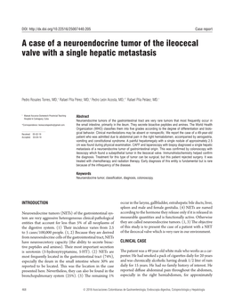 A Case of a Neuroendocrine Tumor of the Ileocecal Valve with a Single Hepatic Metastasis