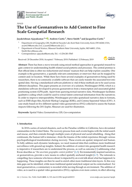 The Use of Geonarratives to Add Context to Fine Scale Geospatial Research