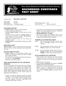 Isoamyl Acetate Hazard Summary Identification