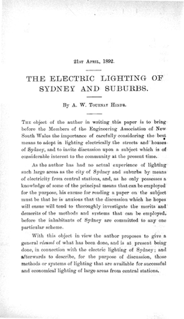 The Electric Lighting of Sydney and Suburbs
