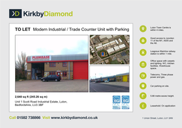 TO LET Modern Industrial / Trade Counter Unit with Parking