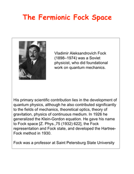 The Fermionic Fock Space