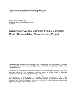 CAREC Corridors 1 and 6 Connector Road (Aktobe–Makat) Reconstruction Project