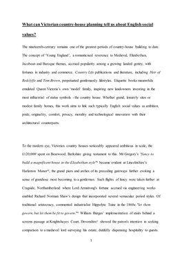 What Can Victorian Country-House Planning Tell Us About English Social Values?