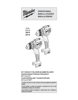 2606-20 2607-20 OPERATOR's MANUAL MANUEL De L