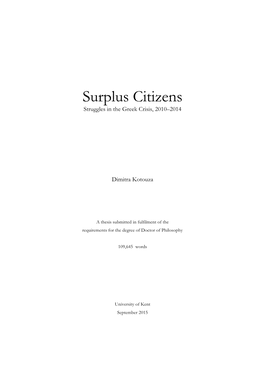 Surplus Citizens Struggles in the Greek Crisis, 2010–2014