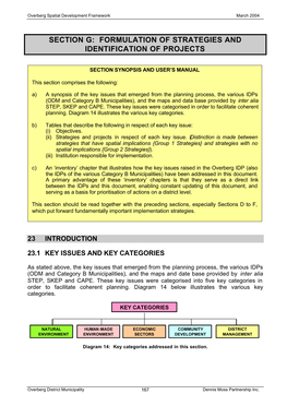 Formulation of Strategies and Identification of Projects