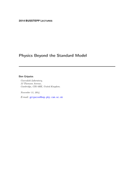 Physics Beyond the Standard Model