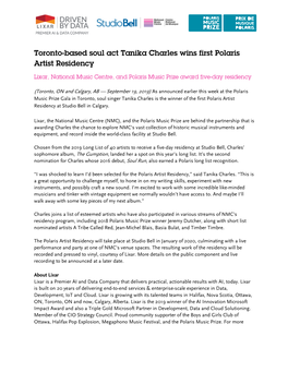 Toronto-Based Soul Act Tanika Charles Wins First Polaris Artist Residency