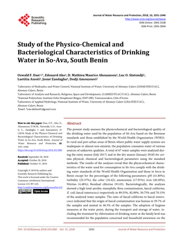 Study of the Physico-Chemical and Bacteriological Characteristics of Drinking Water in So-Ava, South Benin