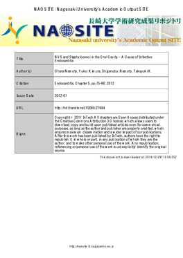 NVS and Staphylococci in the Oral Cavity – a Cause of Infective Endocarditis