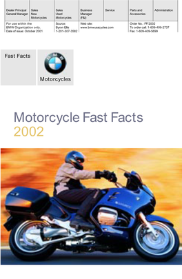 BMW Motorcycle Fast Facts 2002