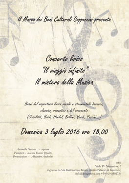 Concerto Lirico "Il Viaggio Infinito" Il Mistero Della Musica