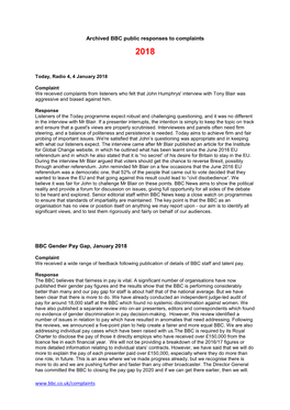 BBC Public Complaints Responses 2018.Pdf